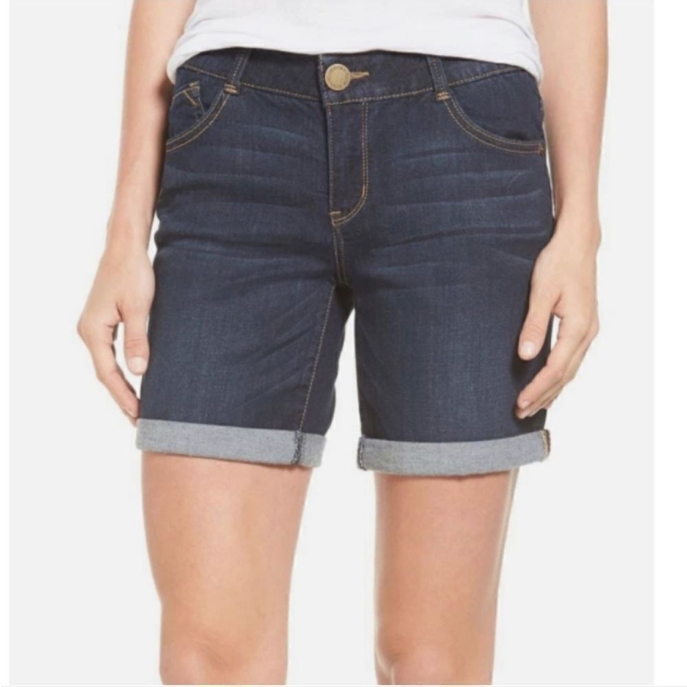 WIT & WISDOM Absolution High Waist Blue Denim Bermuda Shorts Sz 2 NWT